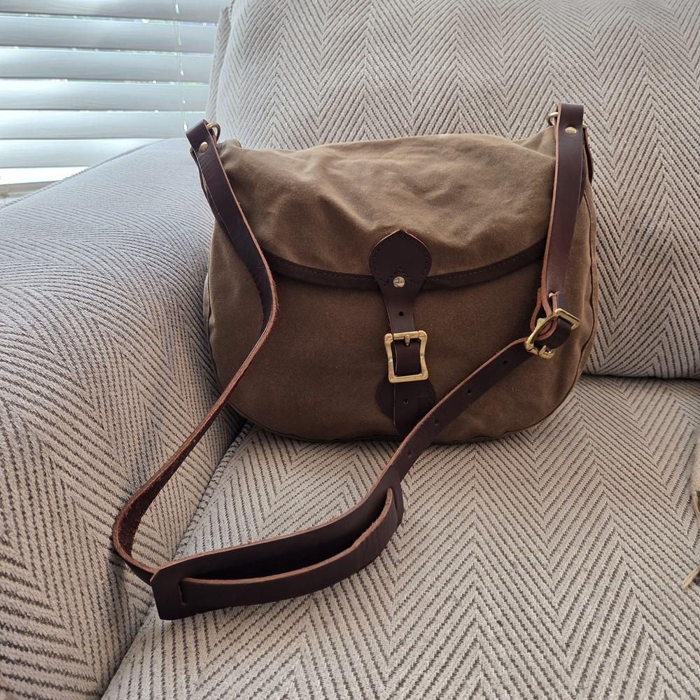 Frost River Large Shell Bag Vintage Brown Canvas and Leather Cross Body Bag
